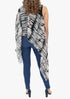 Women’s Chiffon Print Kaftan Tunic - White and Black Tie-Dye "India"